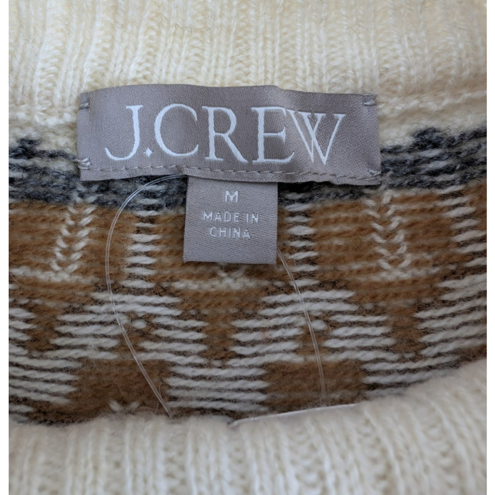 NWT J. Crew Fair Isle Mockneck Pullover Sweater Cream Lambswool Classic Preppy - Picture 8 of 11